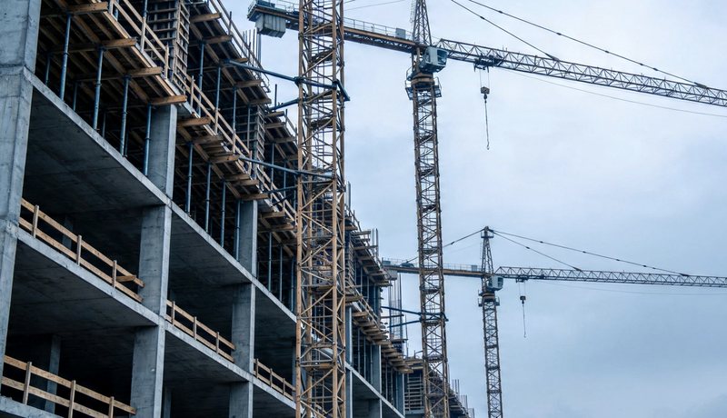 Gruas em canteiro de obras